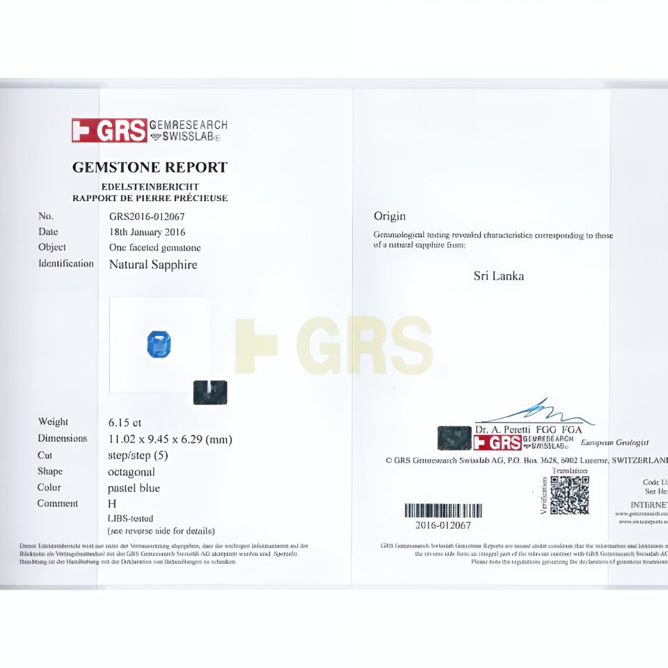 Gemstone Certificate