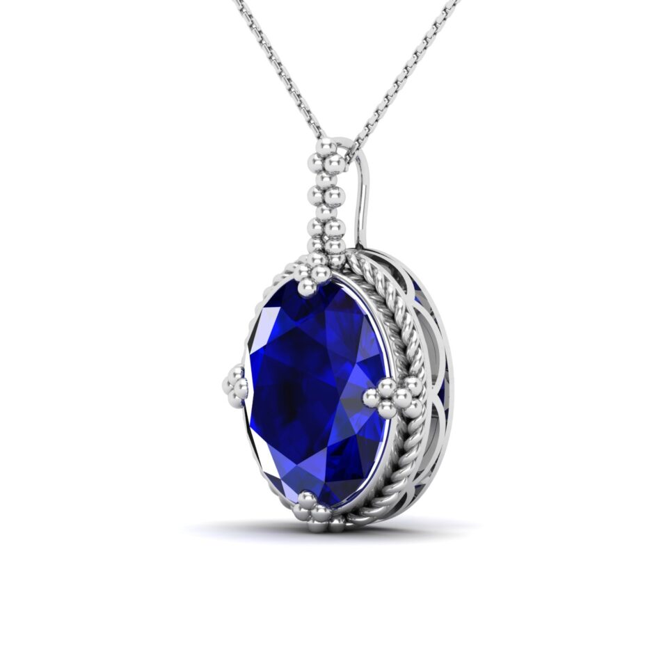 Twisted Arcade Blue sapphire Pendant Necklace