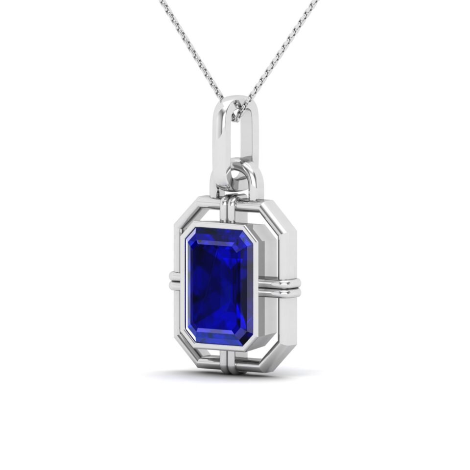 Symmetrical elegance Blue sapphire Pendant Necklace