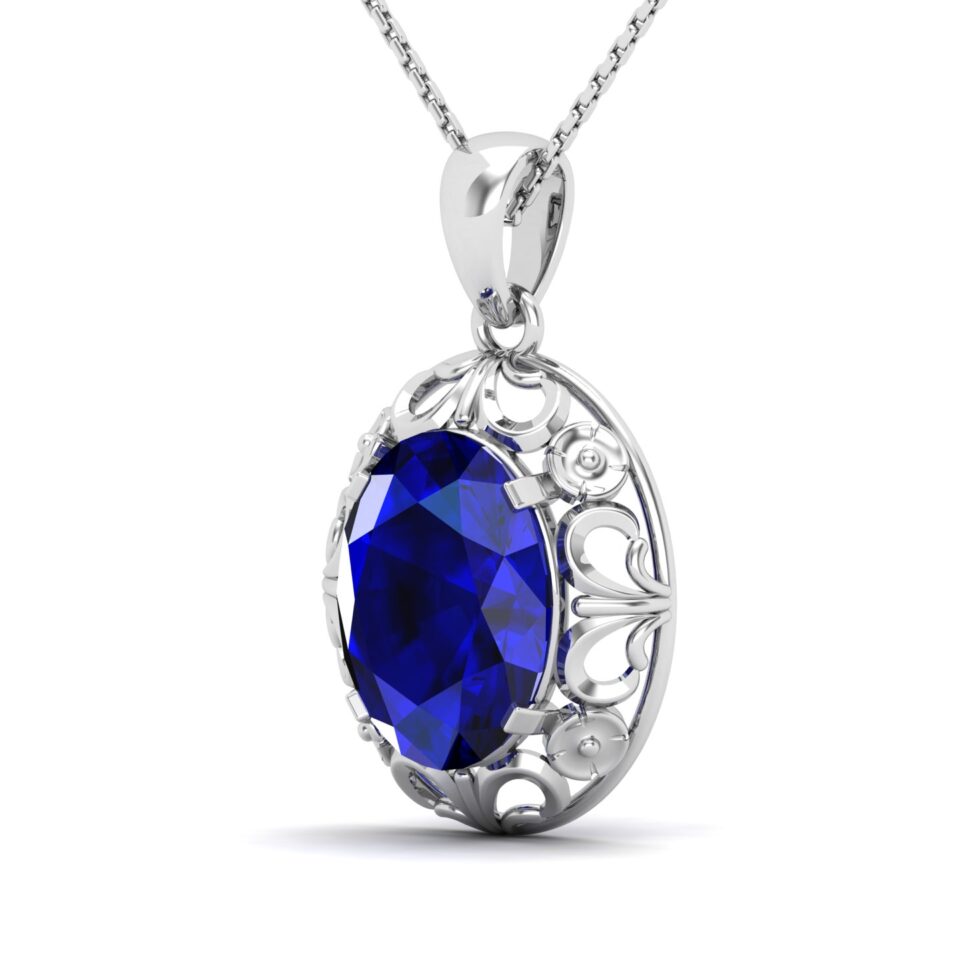 Floretta's of Love Blue sapphire Pendant Necklace
