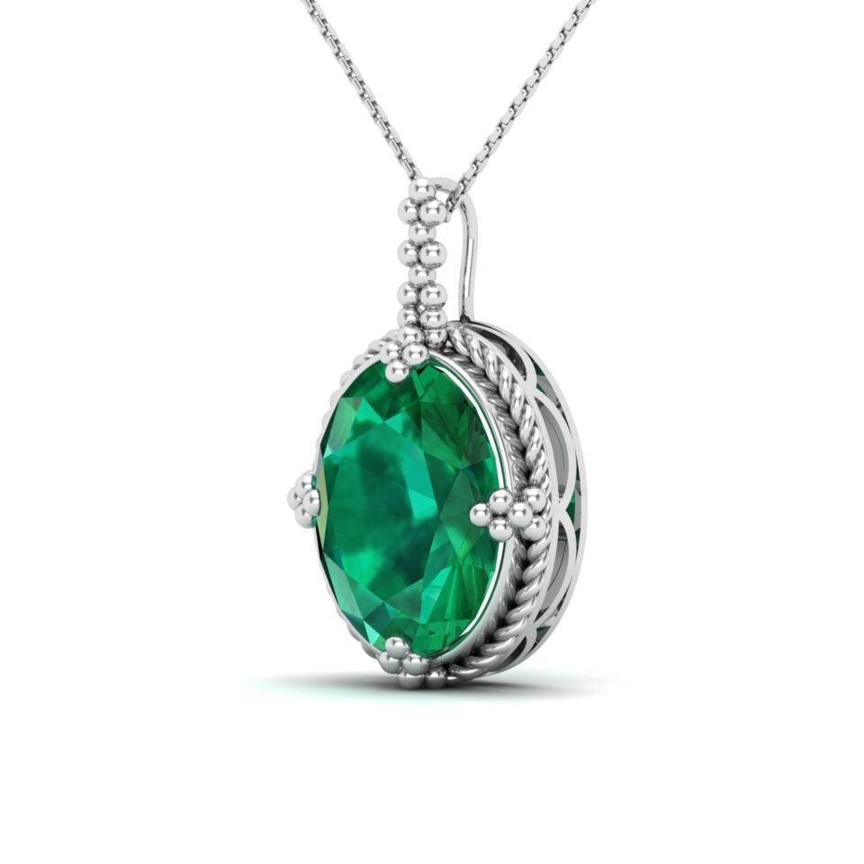 Twisted Arcade Emerald Pendant Necklace