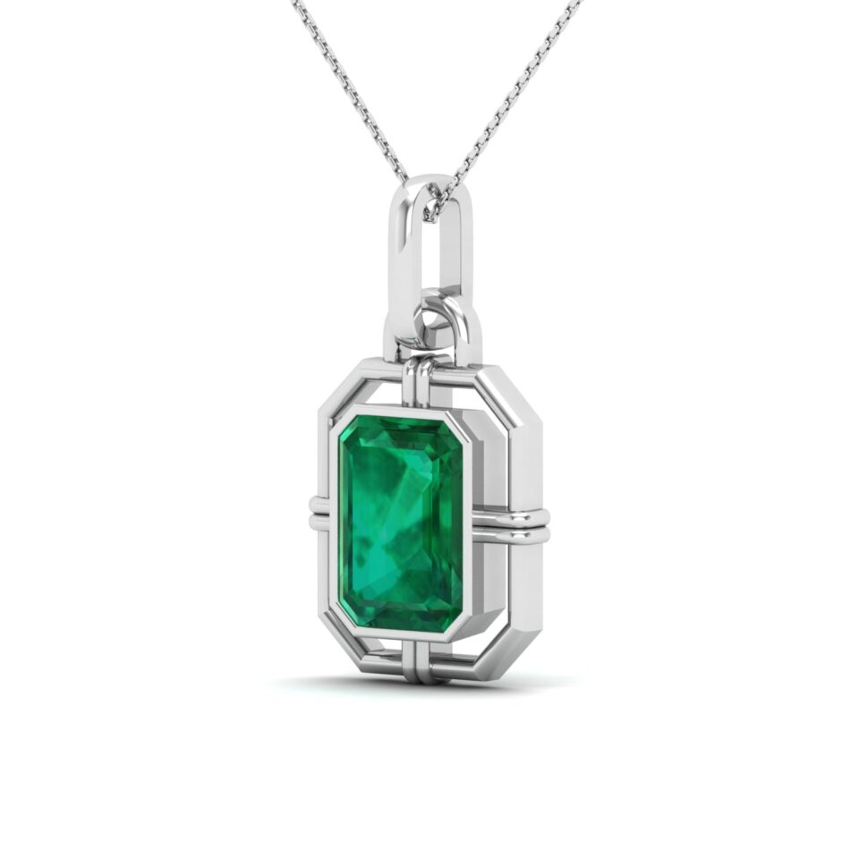 Symmetrical elegance Emerald Pendant Necklace