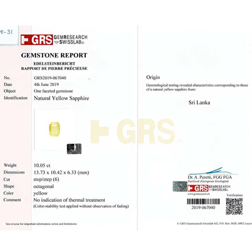 gemstone certificate