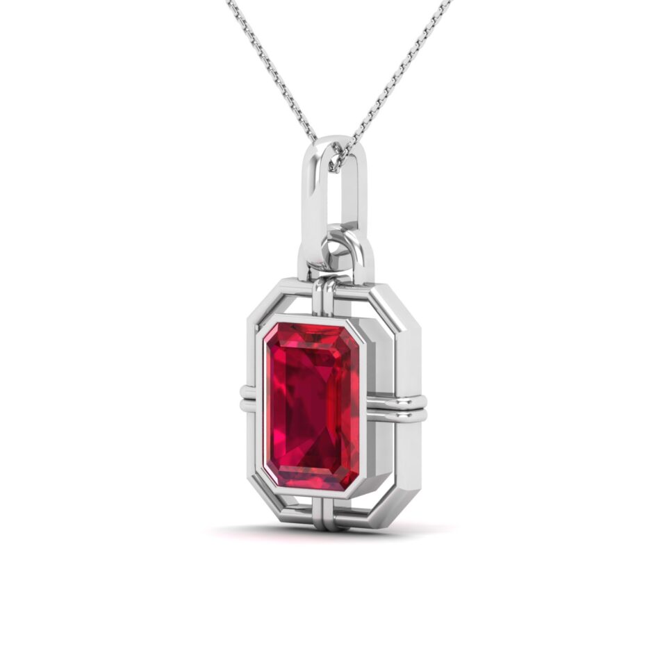 Symmetrical elegance Ruby Pendant Necklace