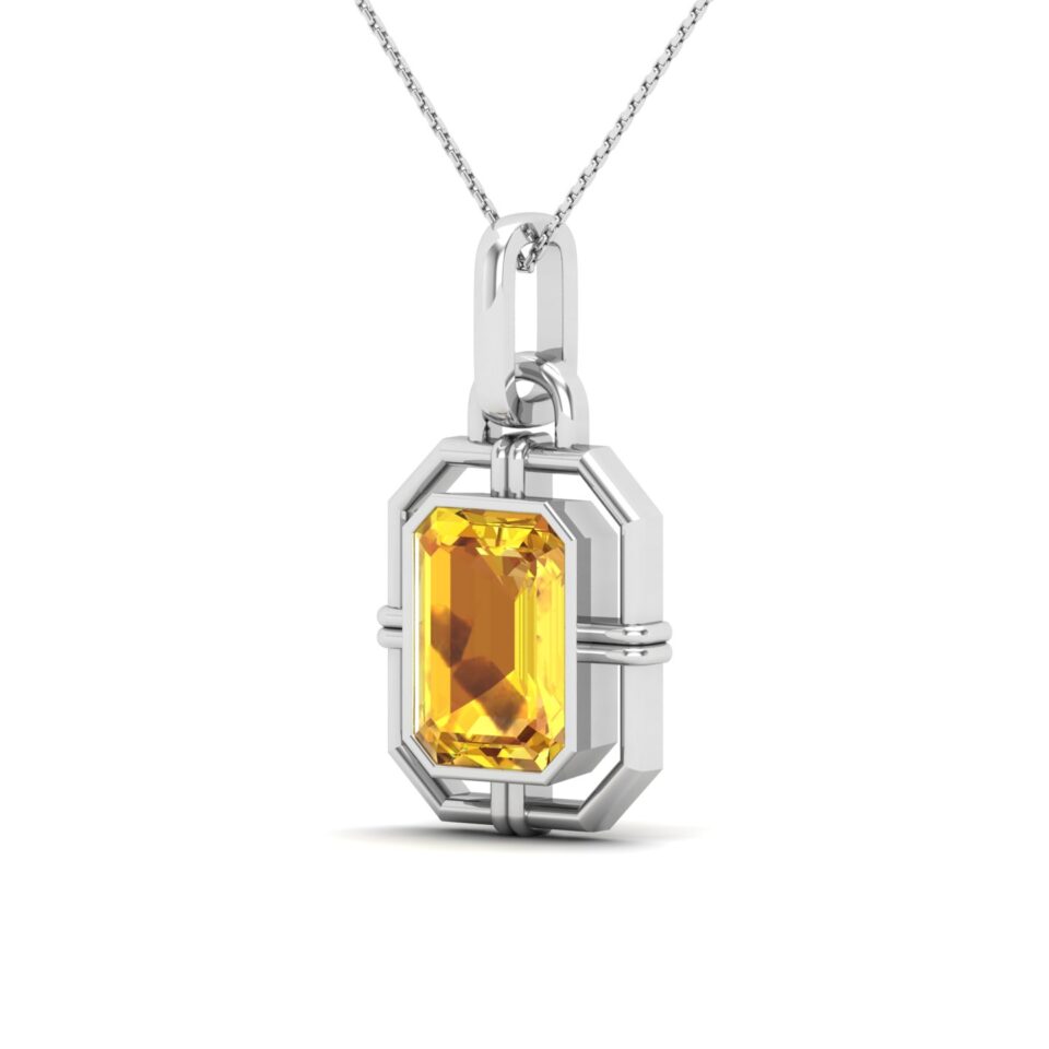Symmetrical elegance Yellow Sapphire Pendant Necklace